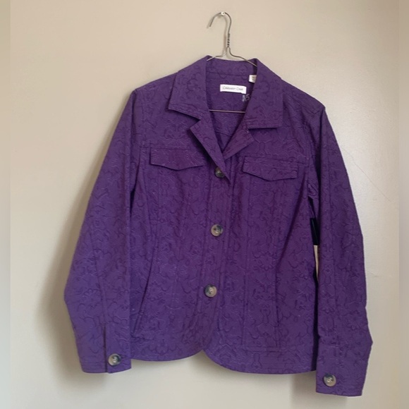 COLDWATER CREEK embroidered purple blazer jacket nwt size p14 - Picture 1 of 9